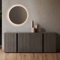 Madia moderna 4 ante Grigio cenere e Cannettato Grigio con maniglie a gola disponibile in vari colori