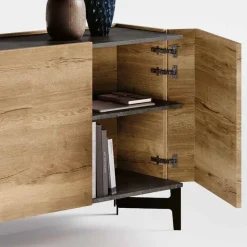 Madia moderna 3 ante Rovere bifacciale con apertura a 180° disponibile in vari colori