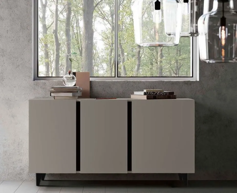 Madia moderna 3 ante verde Salvia con maniglia a gola disponibile in vari colori