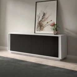 Madia moderna Bianca e Nero Opaco 4 ante modello SKYLINE - colori personalizzabili