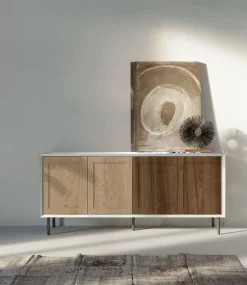 Madia moderna Bianco frassino con 4 ante senza maniglia linea Tilt CLASSIC