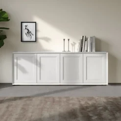 Madia moderna Bianco frassino con 4 ante senza maniglia linea Tilt CLASSIC