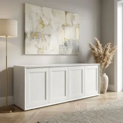 Madia moderna Bianco frassino con 4 ante senza maniglia linea Tilt CLASSIC