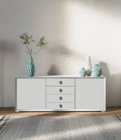 Madia moderna Bianco Frassino 2 ante e 4 cassetti linea Tilt