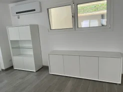 Madia moderna Bianco Opaco 4 ante senza maniglia linea Tilt