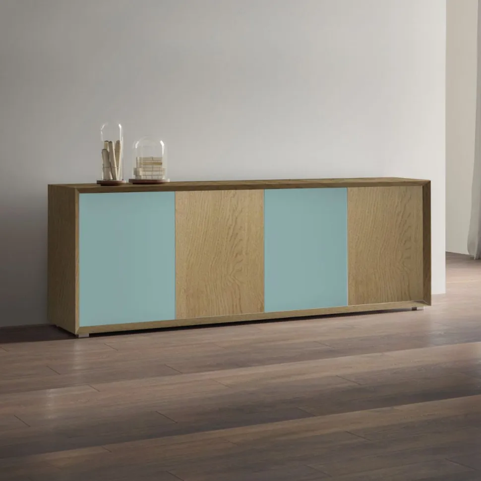 Madia moderna Bianco Opaco 4 ante senza maniglia linea Tilt