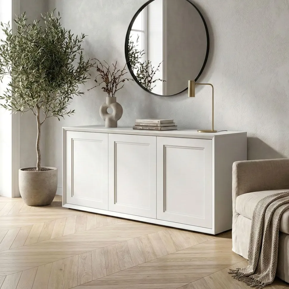 Madia moderna Bianco opaco 3 ante senza maniglia linea Tilt CLASSIC