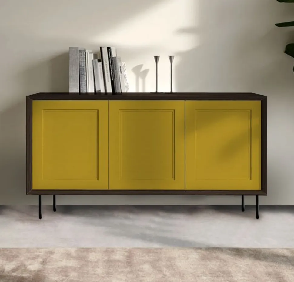 Madia moderna Bianco opaco 3 ante senza maniglia linea Tilt CLASSIC