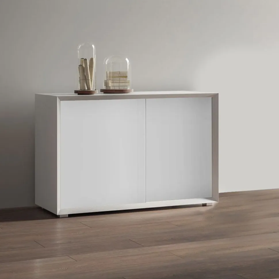 Madia moderna Bianco Opaco 2 ante senza maniglia linea Tilt