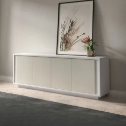 Madia moderna Bianco Opaco e 4 ante Grigio Calce modello SKYLINE