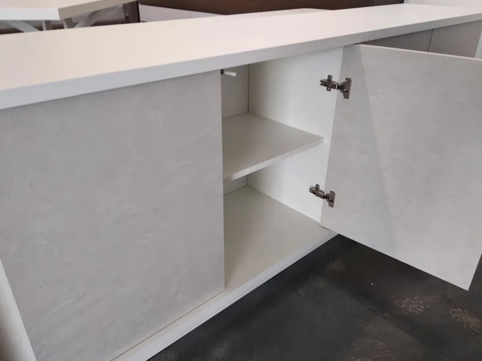 Madia moderna Bianco Opaco e 4 ante Grigio Calce modello SKYLINE