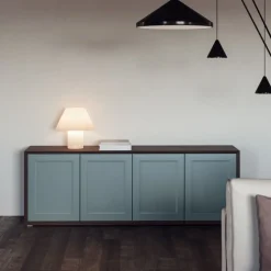 Madia moderna Bianco Opaco e Rovere 4 ante senza maniglia linea Tilt CLASSIC