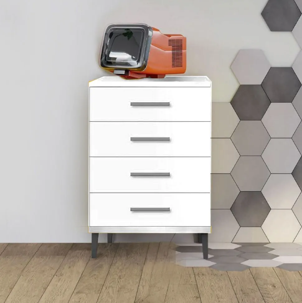 Madia moderna 4 Cassetti Giallo Miele Cloe 15 colorazioni L60 cm