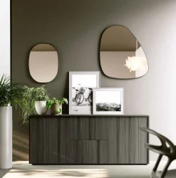 Madia moderna componibile con 2 ante e 2 cassetti Cannettato Grigio disponibile in vari colori