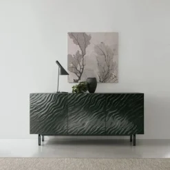 Madia moderna con piedini con frontali in vetro ondulato effetto dune Altea disponibile in 2 misure e vari colori