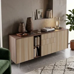 Madia moderna Rovere cannettato con ante e cassetti componibile disponibile in vari colori