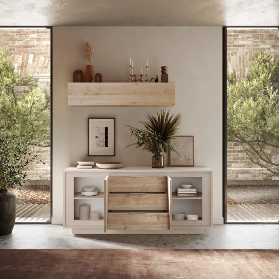 Madia moderna Rovere e Cashmere 2 ante battenti e 3 cassetti linea Eos