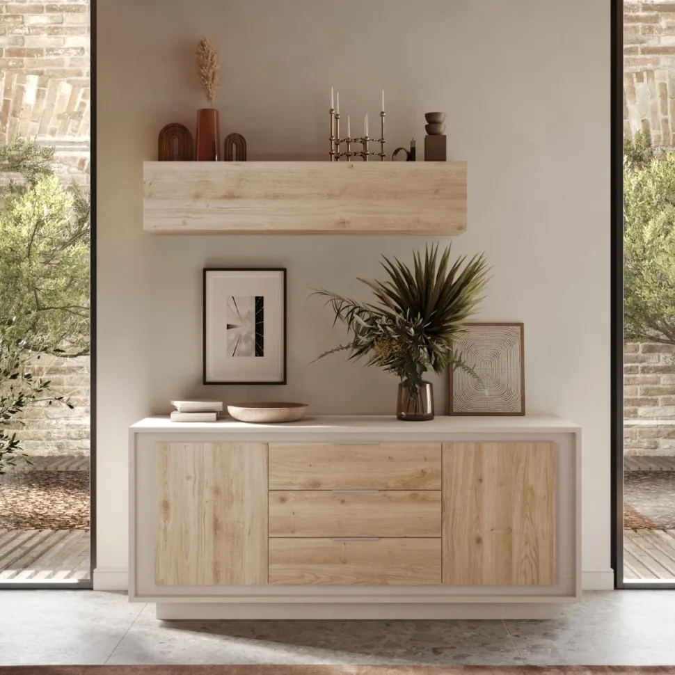 Madia moderna Rovere e Cashmere 2 ante battenti e 3 cassetti linea Eos