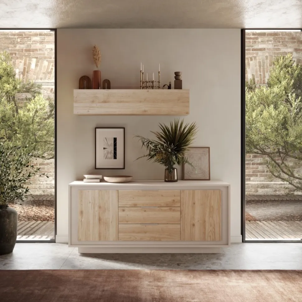 Madia moderna Rovere e Cashmere 2 ante battenti e 3 cassetti linea Eos