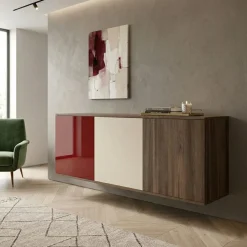 Madia Nuvo linea Alba in finitura Quercia e ante in vetro