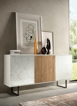 Madia Runa linea Alba in finitura Rovere Nordico ,Bianco Calce e Marmo