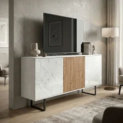 Madia Runa linea Alba in finitura Rovere Nordico ,Bianco Calce e Marmo