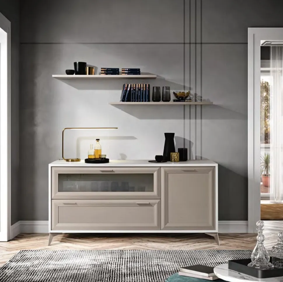 Madia Saro linea Prevaling finitura Canapa e Bianco Frassino