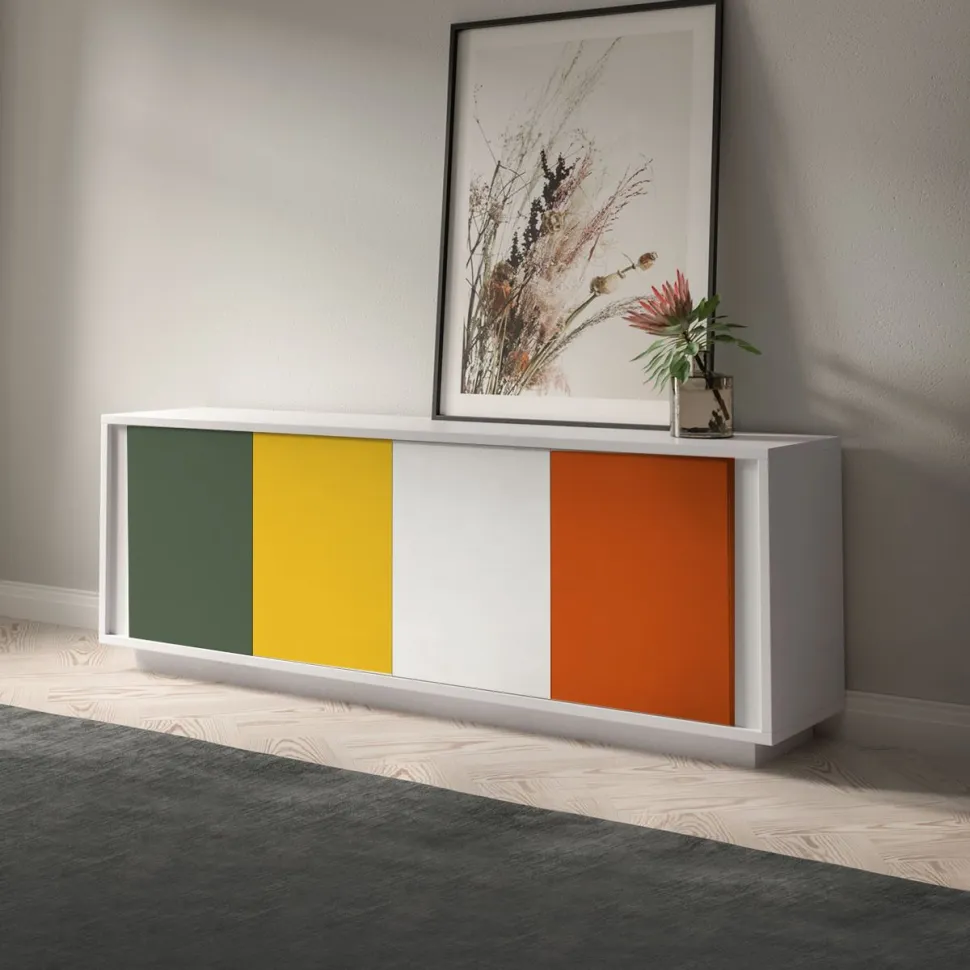 Madia SKYLINE 4 ante bianco opaco e ante miste - colori personalizzabili