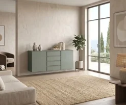 Madia Sospesa 2 ante e 4 cassetti con maniglie a gola Colori Personalizzabili