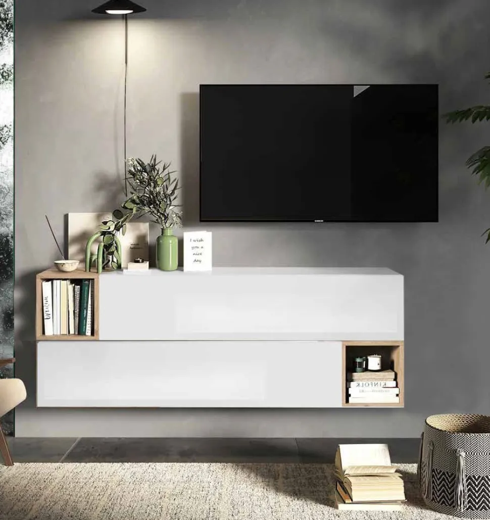 Madia sospesa INFINITY 166x58h cm 2 ante e 2 vani a giorno