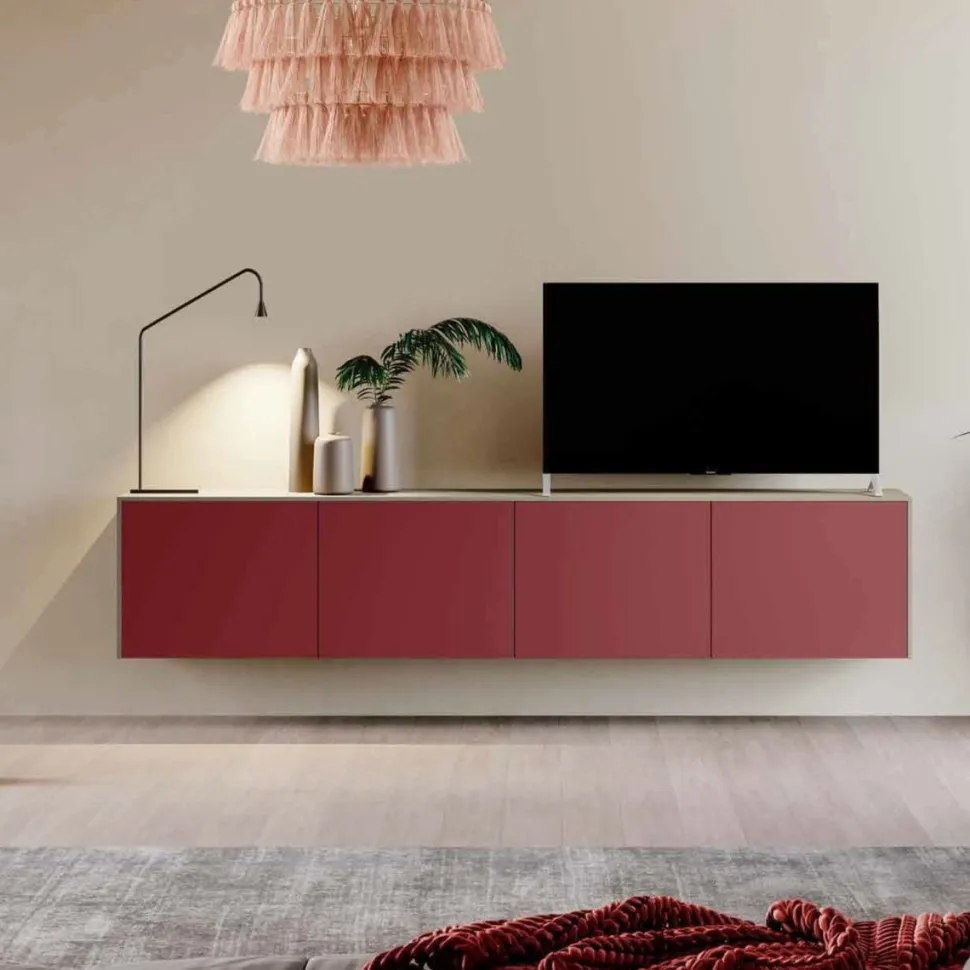 Madia sospesa moderna Corallo con 4 ante componibile disponibile in vari colori