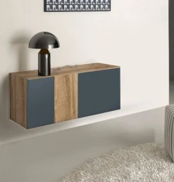 Madia sospesa rovere e alluminio lacccato Ilenia a 2 ante linea Contact