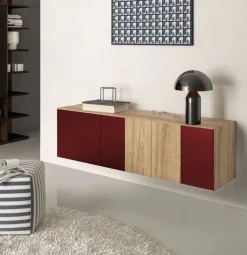 Madia sospesa rovere e rosso lacccato Ilenia a 3 ante linea Contact