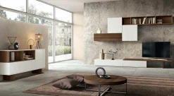 Madia Zenit con Ante in Vetro Opzionali personalizzabile - Linea Alba (Bianco Frassino e Quercia)
