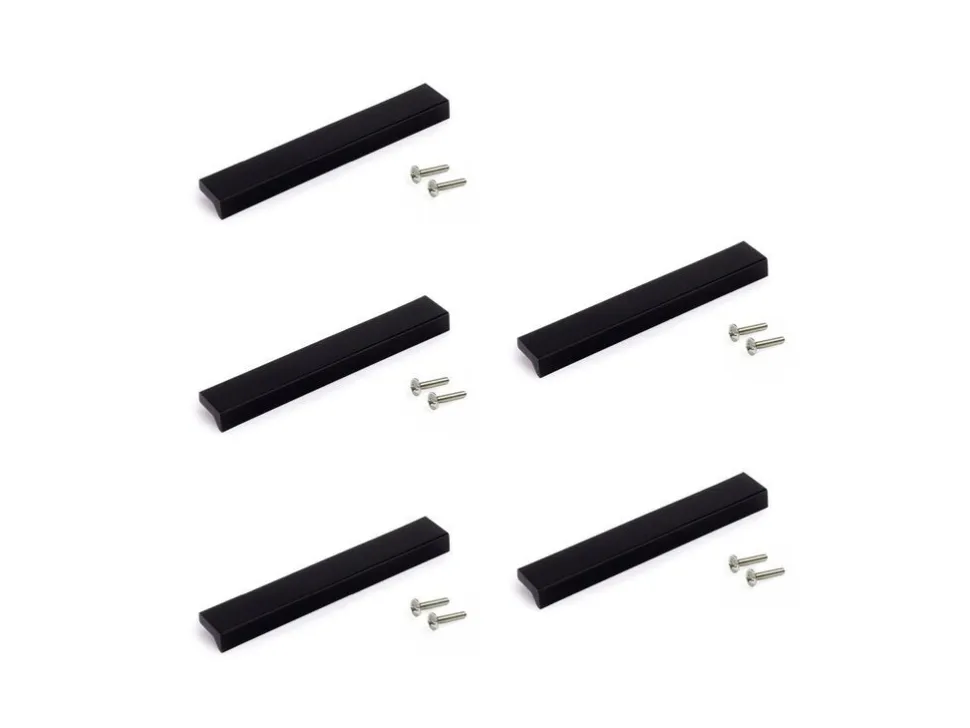 Maniglia in alluminio, anodizzato nero per mobili Brema L160mm, interasse 128mm