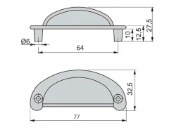Maniglia per mobili in zama Marrakech L77mm interasse 64mm