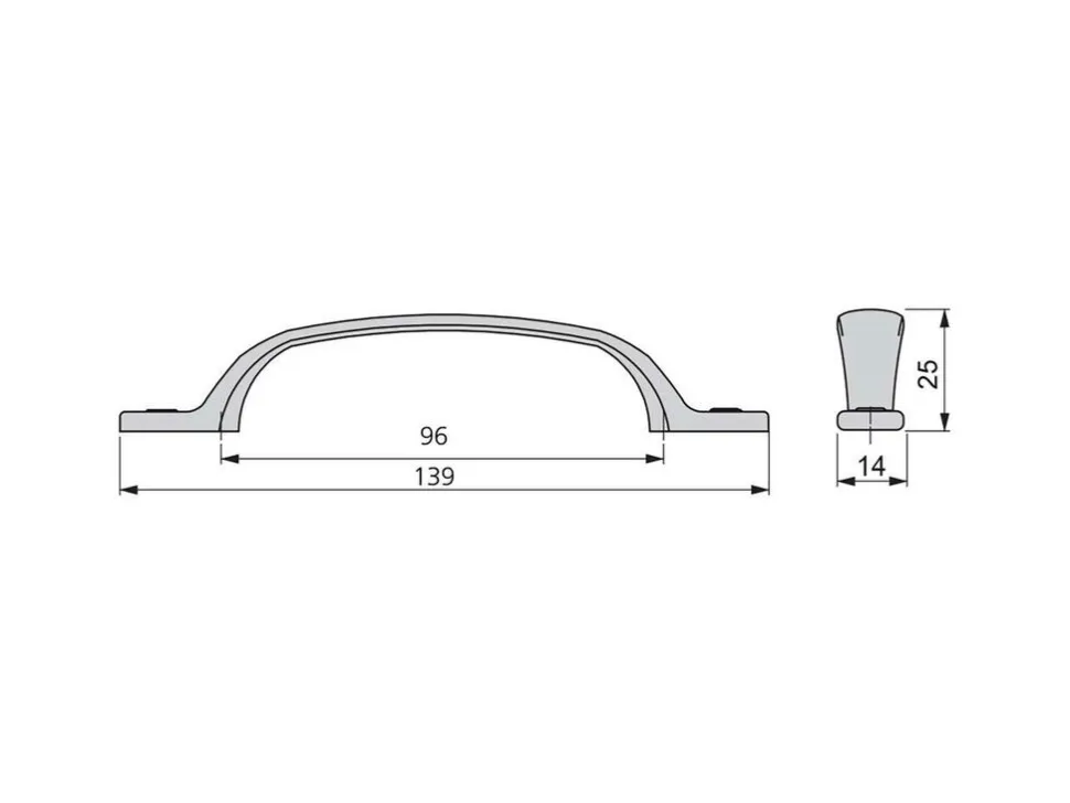 Maniglia per mobili in zama Nairobi L 139 mm interasse 96 mm