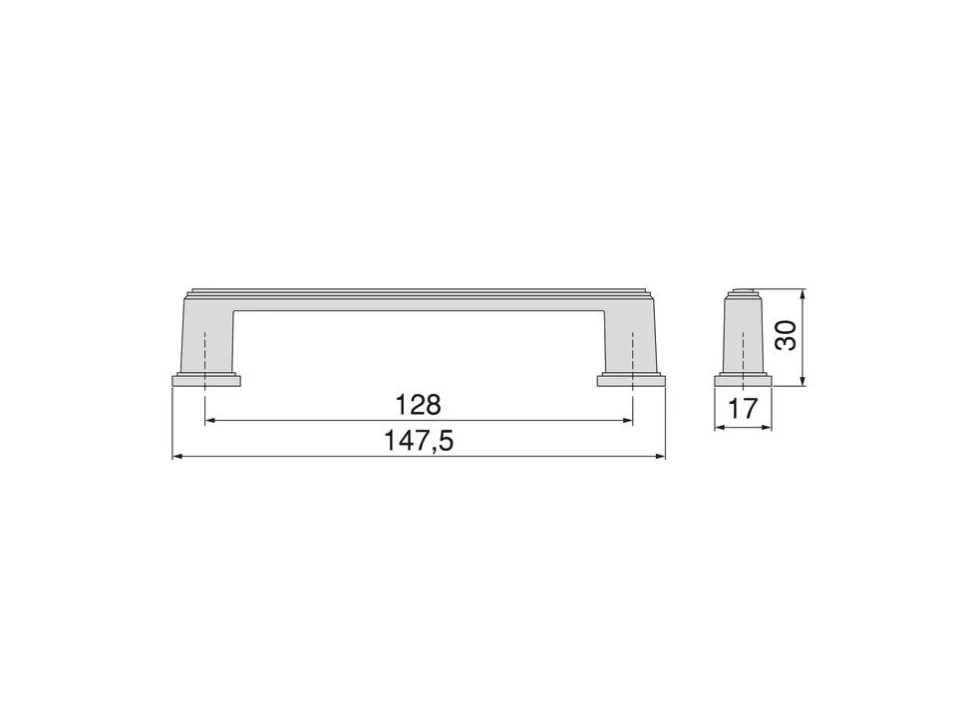 Maniglia per mobili in zama Tanger L147.5mm interasse 128mm disponibile in 2 colori