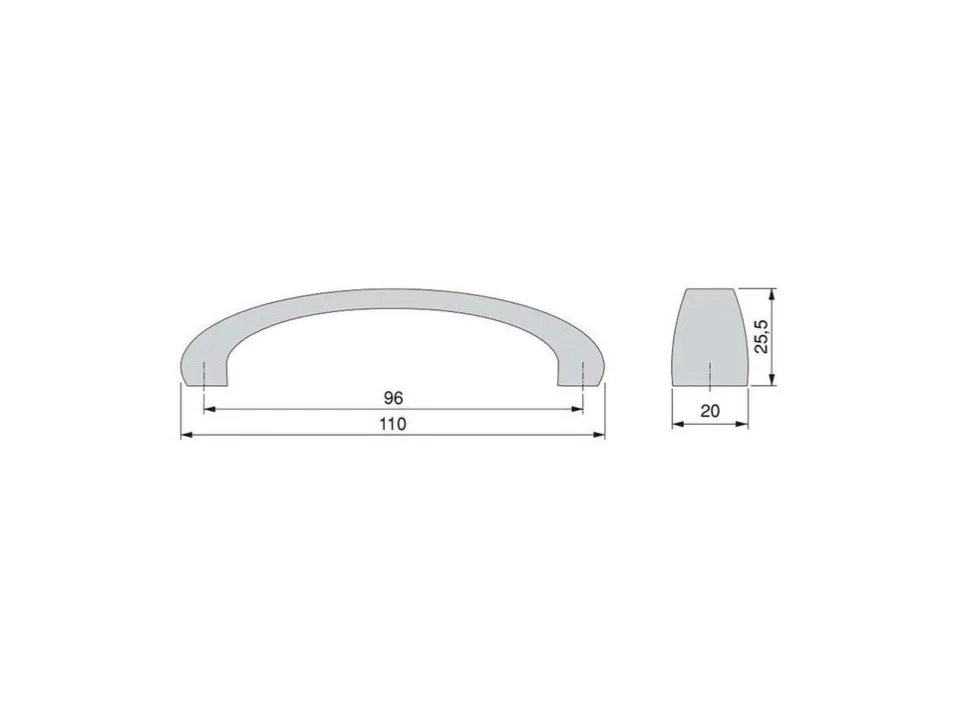 Maniglia per mobili Kyoto L110mm interasse 96mm disponibile in 2 colori