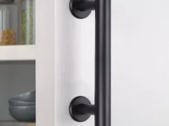Maniglia per porte scorrevoli in legno sospese Pasadena in Acciaio texture Nera