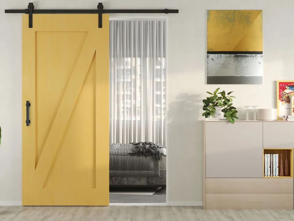 Maniglia per porte scorrevoli in legno sospese Pasadena in Acciaio texture Nera