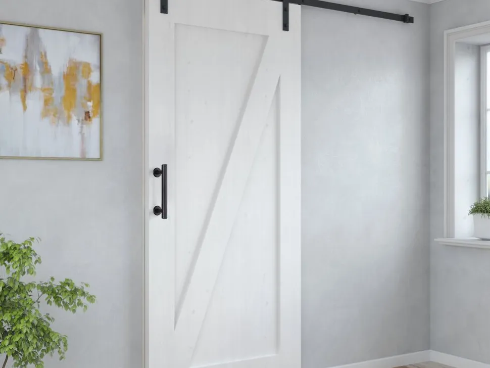 Maniglia per porte scorrevoli in legno sospese Pasadena in Acciaio texture Nera