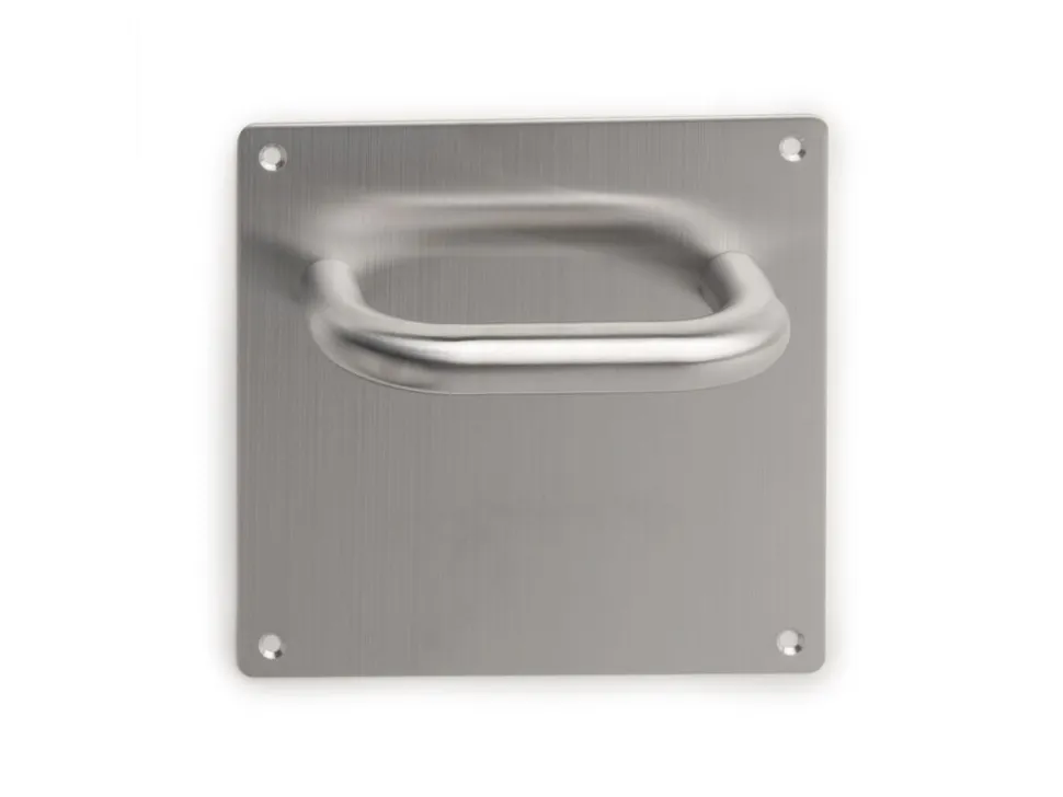 Maniglie con piastre 17x17 cm per porte interne forma a U in Acciaio Inox
