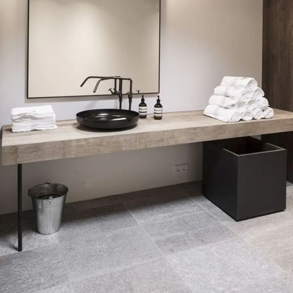 Mensola bagno in legno massello 200 x 45 cm