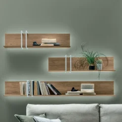 Mensola sospesa in legno e metallo disponibile in 4 Misure e vari colori