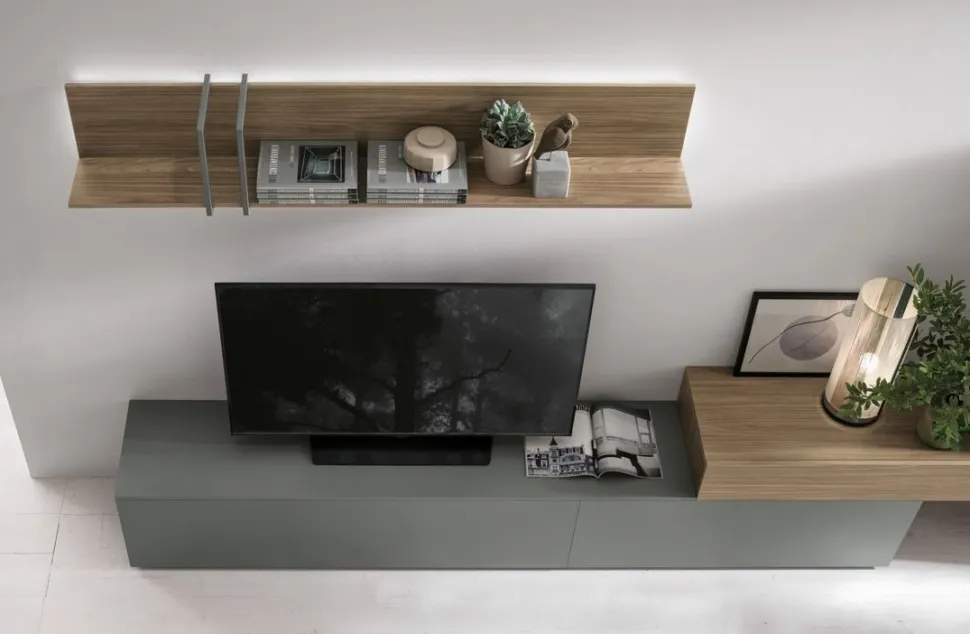 Mensola sospesa in legno e metallo disponibile in 4 Misure e vari colori