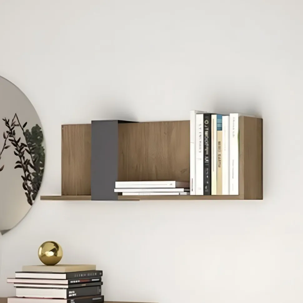 Mensola Sospesa in Metallo e Legno Disponibile in 4 Misure