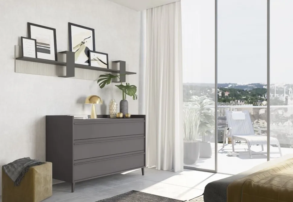 Mensola Sospesa in Metallo e Legno Disponibile in 4 Misure