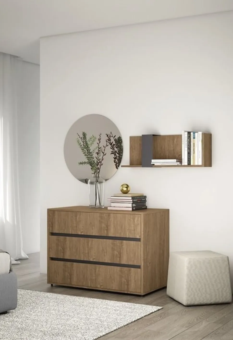 Mensola Sospesa in Metallo e Legno Disponibile in 4 Misure