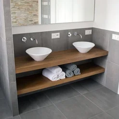 2 Mensole bagno in legno massello 140 x 45 cm